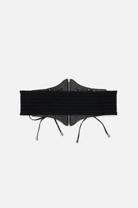Black Friday - Cross Over Mesh & Stud Corset Belt - black