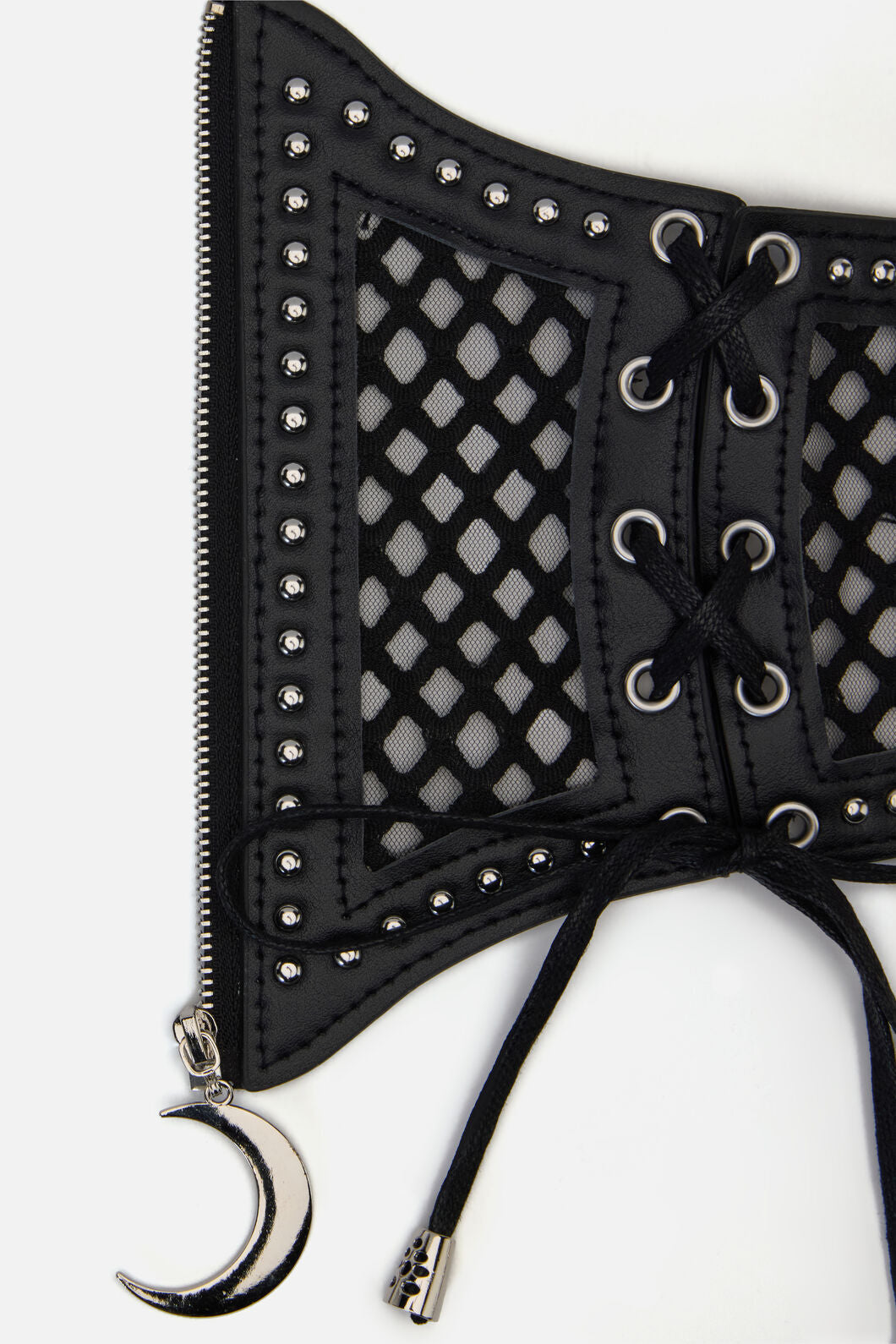 Black Friday - Cross Over Mesh & Stud Corset Belt - black