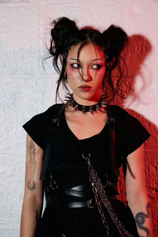 Black Friday - Two Row Spiked Choker - black