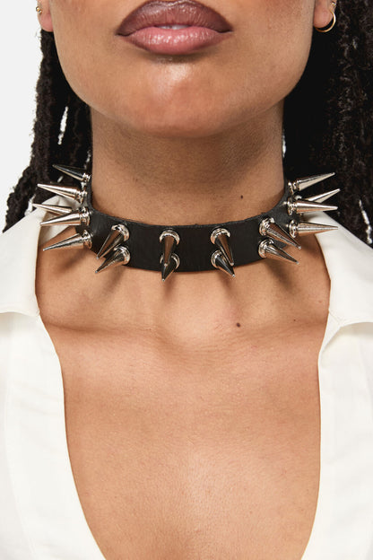 Black Friday - Two Row Spiked Choker - black