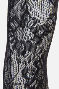 Black Friday - Black Floral Mesh Tights - black