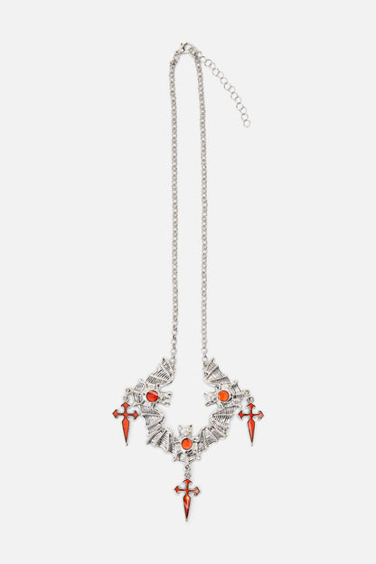Black Friday - Bat Cross Necklace - silver