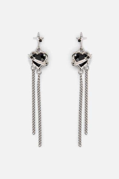 Black Friday - Celeste Black Heart Earrings - silver