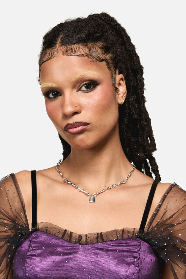 Black Friday - Barbed Lock Necklace - silver