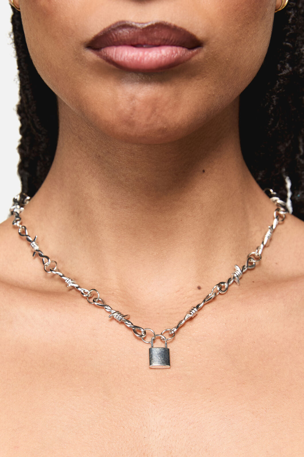 Black Friday - Barbed Lock Necklace - silver