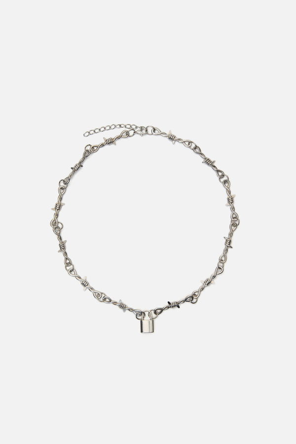 Black Friday - Barbed Lock Necklace - silver