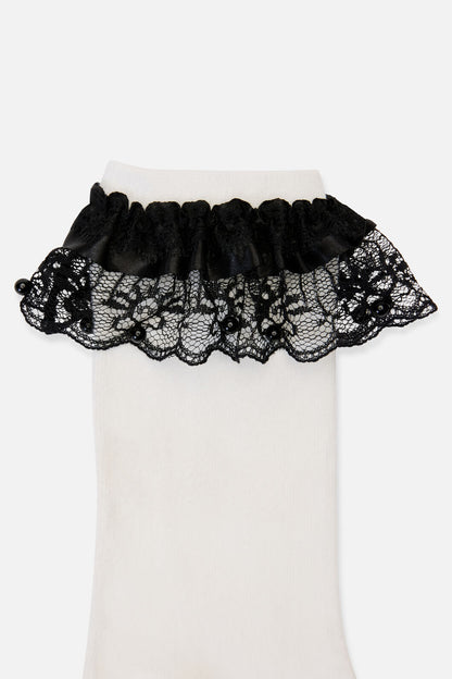 Black Friday - Contrast Lace Socks - white