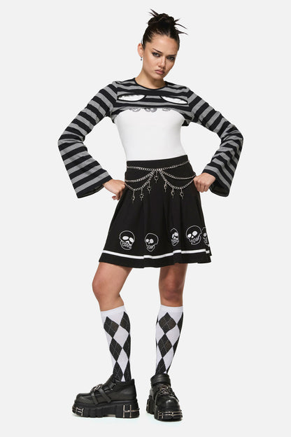 Black Friday - Spiked Heart Charm Chain Belt - silver