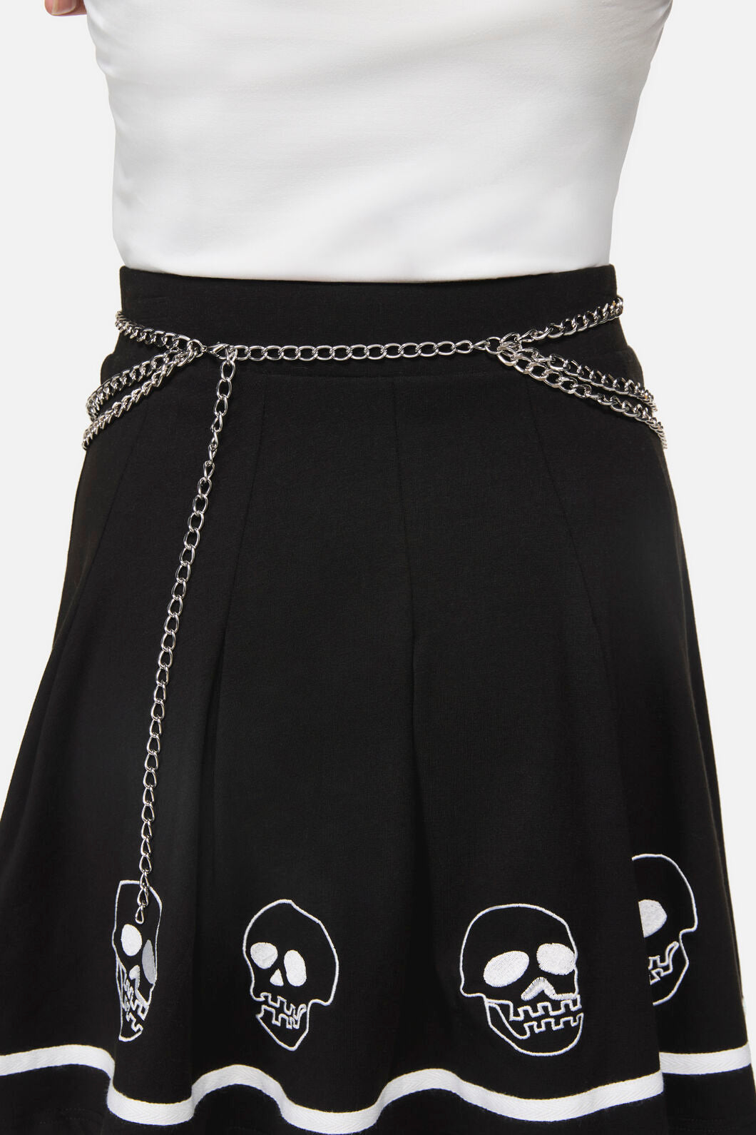 Black Friday - Spiked Heart Charm Chain Belt - silver