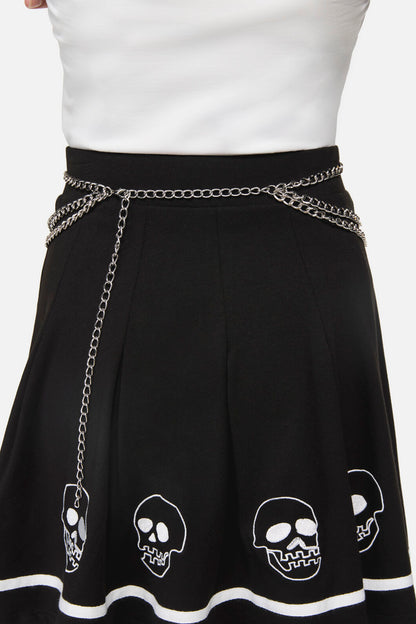 Black Friday - Spiked Heart Charm Chain Belt - silver