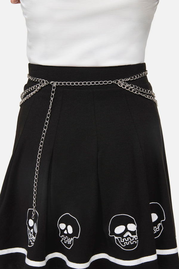 Black Friday - Spiked Heart Charm Chain Belt - silver