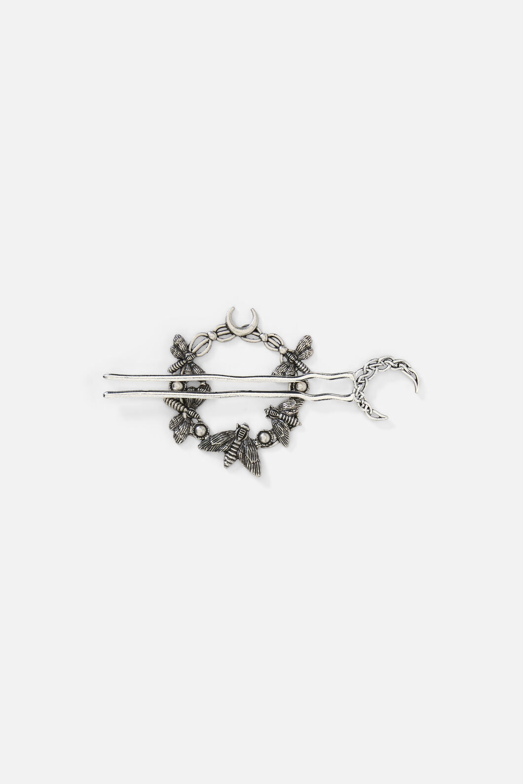 Black Friday - Moth & Moon Hair Pin - silver