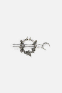 Black Friday - Moth & Moon Hair Pin - silver