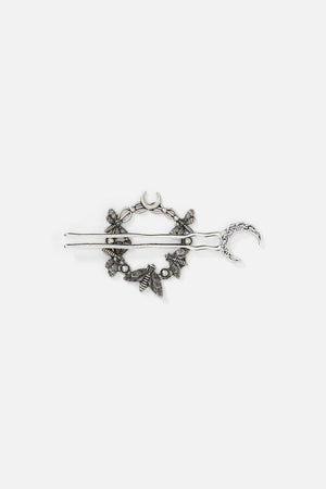 Black Friday - Moth & Moon Hair Pin - silver