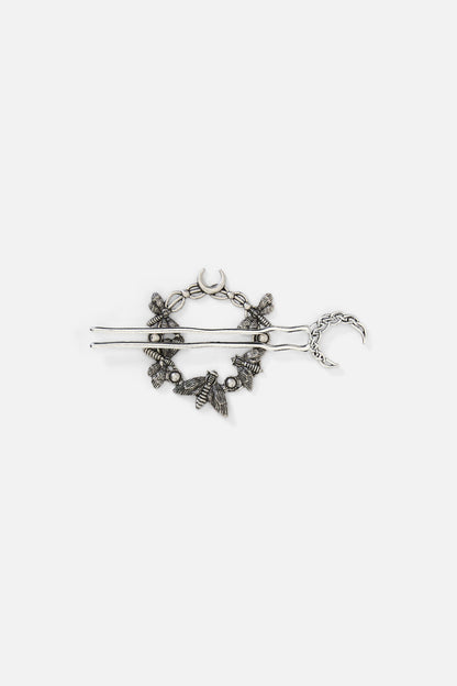 Black Friday - Moth & Moon Hair Pin - silver