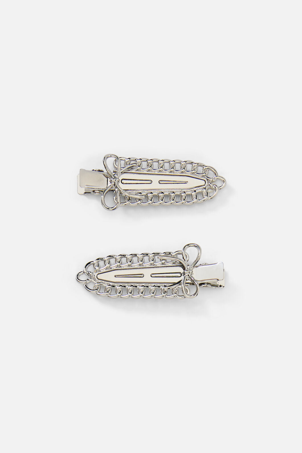 Black Friday - Metal Bow Hair Clips - silver