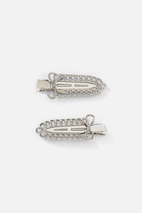 Black Friday - Metal Bow Hair Clips - silver