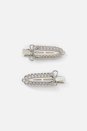 Black Friday - Metal Bow Hair Clips - silver