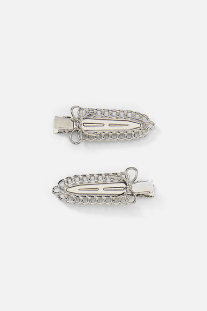 Black Friday - Metal Bow Hair Clips - silver