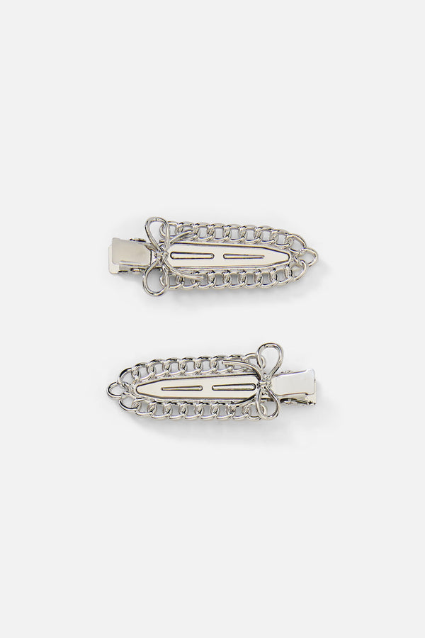 Black Friday - Metal Bow Hair Clips - silver