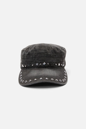 Black Friday - Washed Denim Star Stud Cap - black
