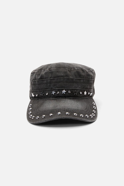Black Friday - Washed Denim Star Stud Cap - black