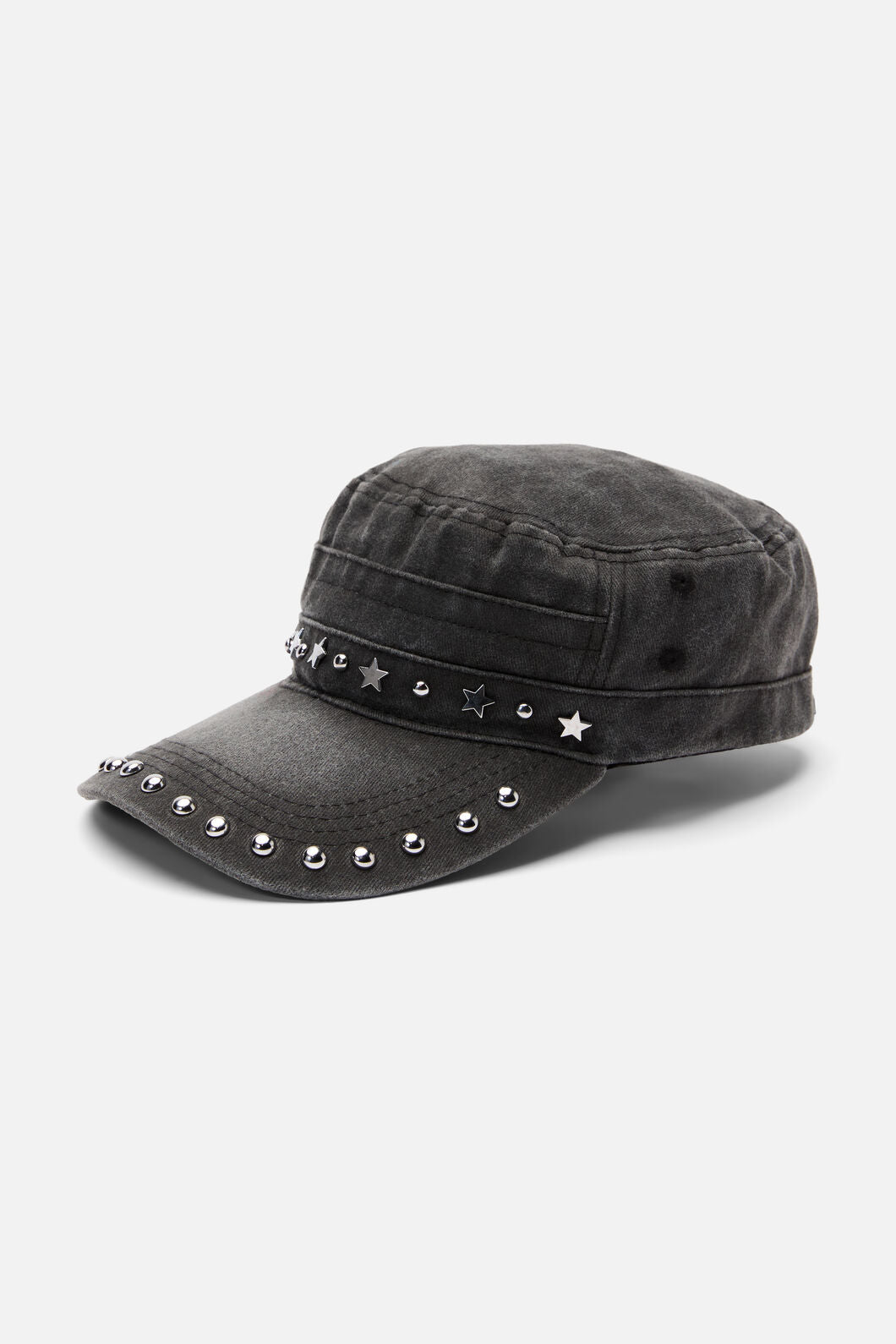 Black Friday - Washed Denim Star Stud Cap - black