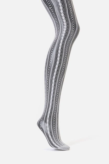 Black Friday - White Vertical Fishnet Tights - white