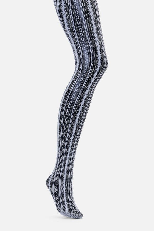 Black Friday - White Vertical Fishnet Tights - white