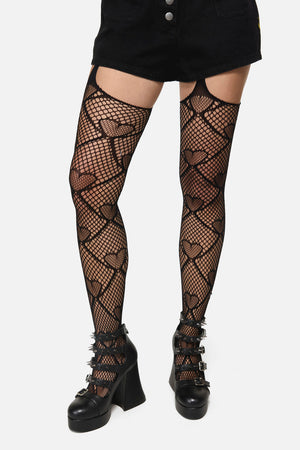 Black Friday - In Love Suspender Fishnets - black