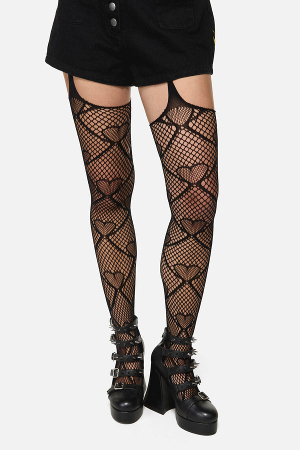 Black Friday - In Love Suspender Fishnets - black