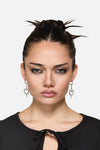 Black Friday - Spiked Heart Sleeper Earrings - silver