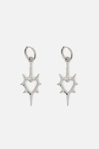 Black Friday - Spiked Heart Sleeper Earrings - silver
