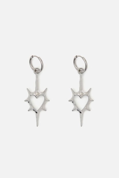 Black Friday - Spiked Heart Sleeper Earrings - silver