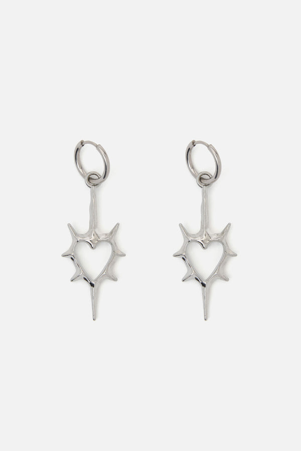 Black Friday - Spiked Heart Sleeper Earrings - silver