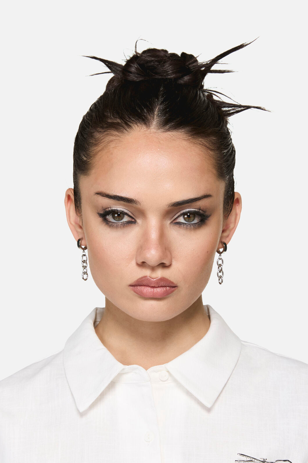 Black Friday - Drop Chain Sleeper Earrings - silver