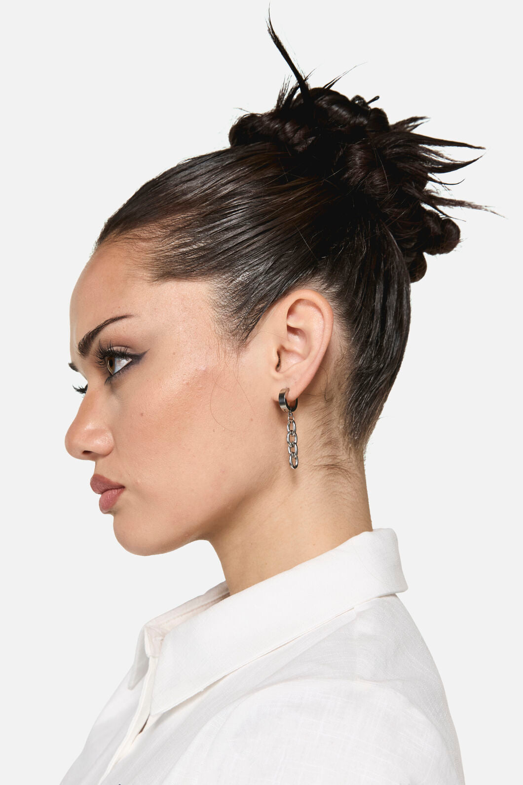 Black Friday - Drop Chain Sleeper Earrings - silver