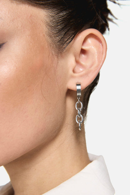 Black Friday - Drop Chain Sleeper Earrings - silver