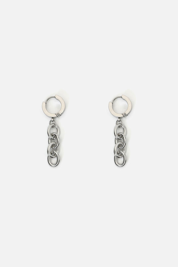 Black Friday - Drop Chain Sleeper Earrings - silver