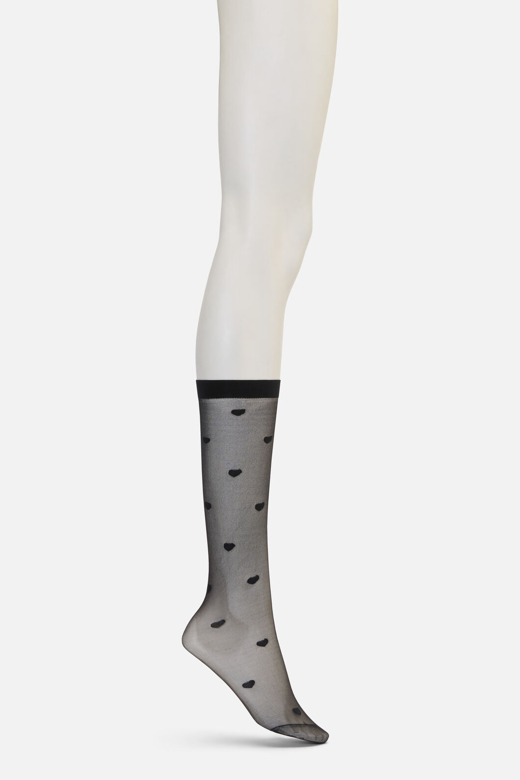 Black Friday - Black Heart Mesh Long Socks - black