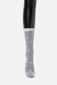 Black Friday - White Heart Mesh Long Socks - white