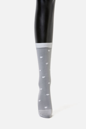 Black Friday - White Heart Mesh Long Socks - white