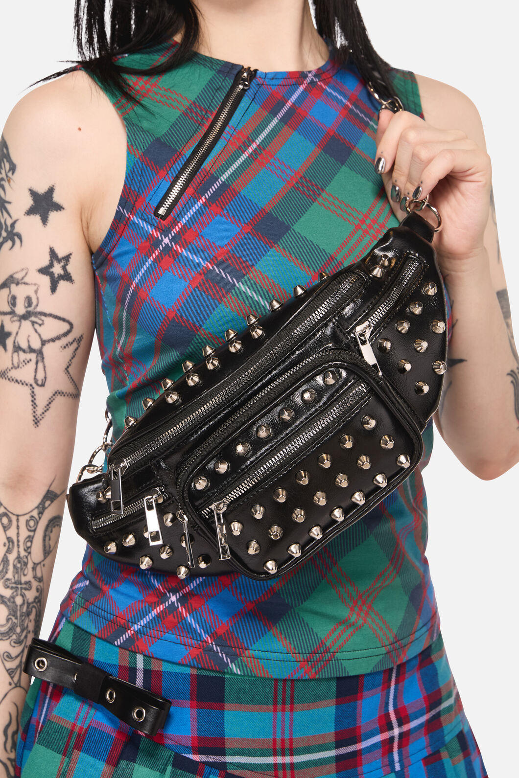 Black Friday - Studded Chain Strap Bum Bag - black