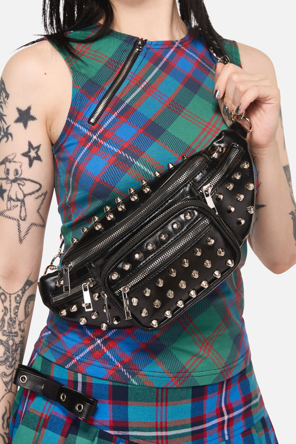 Black Friday - Studded Chain Strap Bum Bag - black
