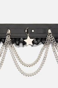Black Friday - Star Charm & Chain Belt - black-silver