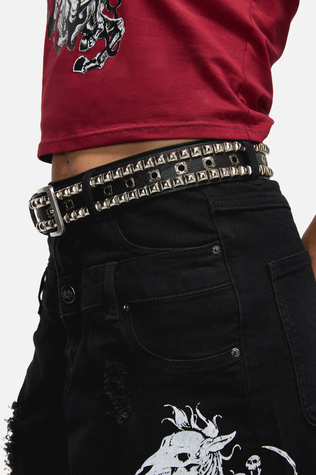 Black Friday - Metal Notch Square Stud Belt - black
