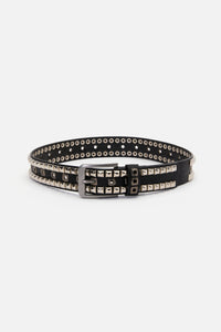 Black Friday - Metal Notch Square Stud Belt - black