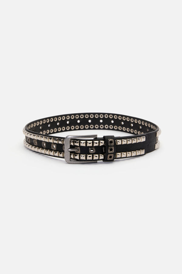 Black Friday - Metal Notch Square Stud Belt - black