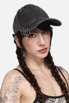 Black Friday - Simple Distressed Pierced Cap - grey