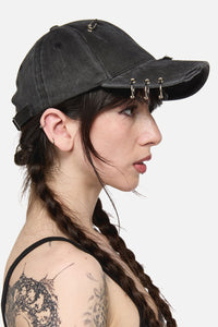 Black Friday - Simple Distressed Pierced Cap - grey